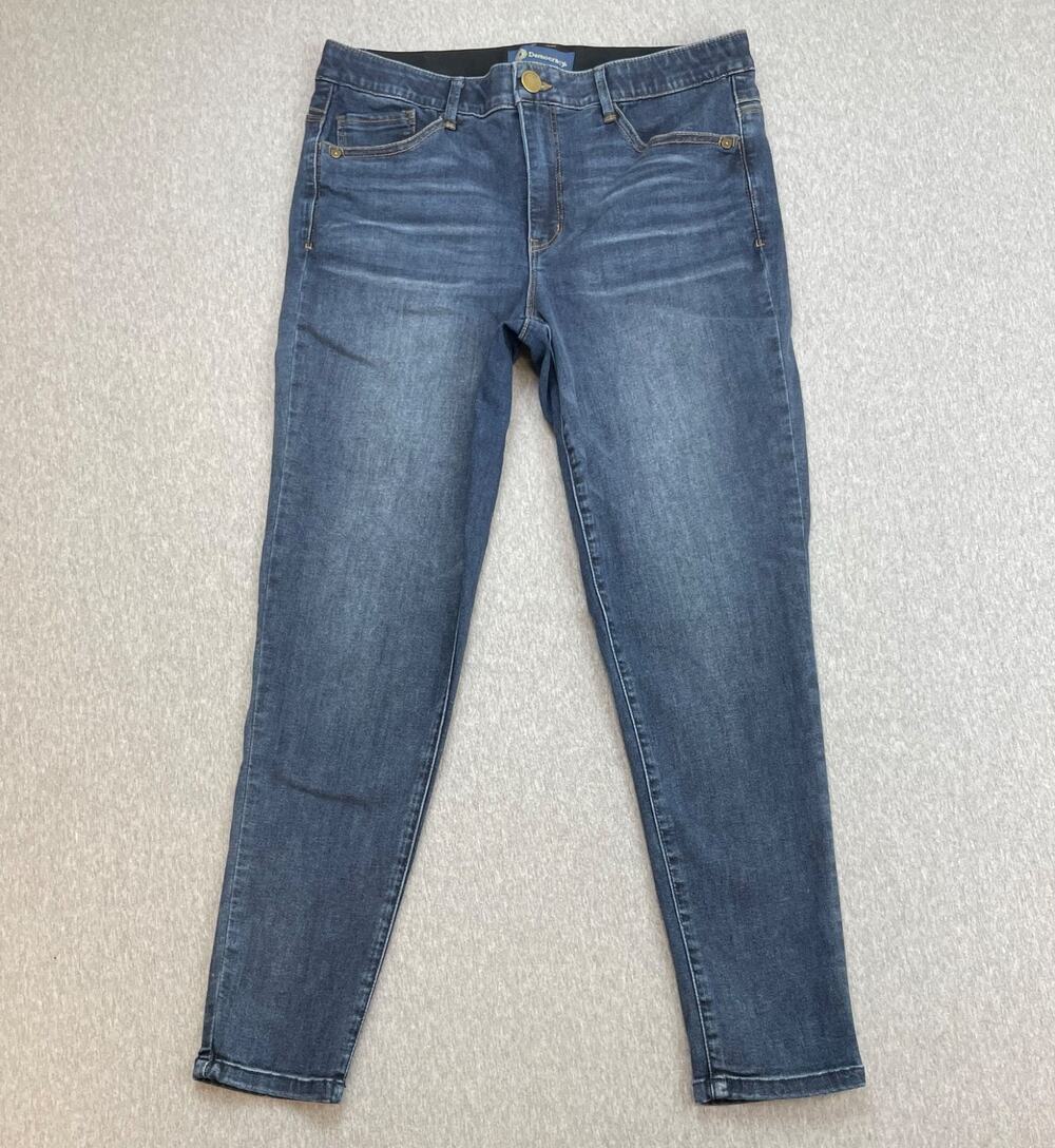 Democracy Jeans Womens 12 Blue Cotton Blend Stretch Slim Tapered